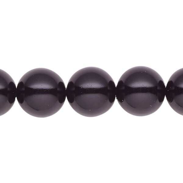 Pearl 1pk black, Celestial Crystal® 12mm round 15.5-16 inch image number 0