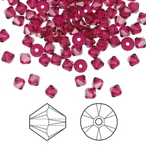 Bead 1440pk ruby, Swarovski® 4mm XILION bicone 5328