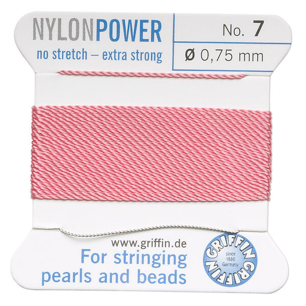 Thread, Griffin, nylon, dark pink, size #7. Sold per 2-meter card (approximately 78 inches). image number 0