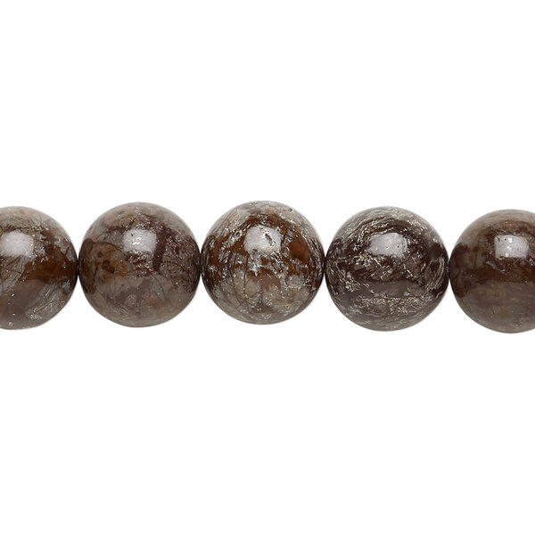 Bead, brown snowflake jasper (natural), 10mm round, B grade, Mohs hardness 6-1/2 to 7. Sold per 15-1/2" to 16" strand. image number 0
