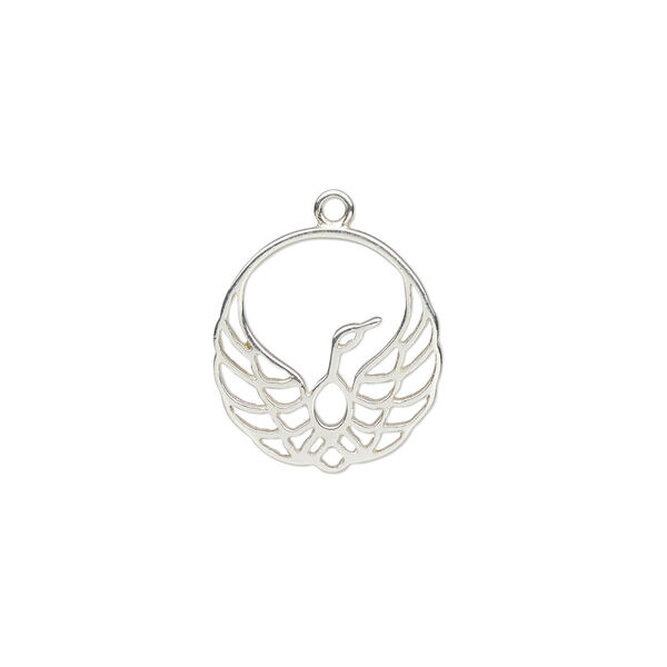 Charm Amoracast® 1pkg1 sterling silver, 13mm 2-sided cutout phoenix image number 0