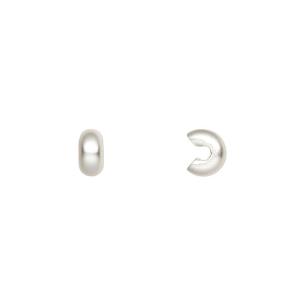 Crimp cover, silver-plated brass with satin finish, 5mm round. Sold per pkg of 100. image number 0