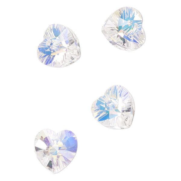 Drop 4pk translucent crystal AB, Celestial Crystal® 14.5x14mm heart image number 0