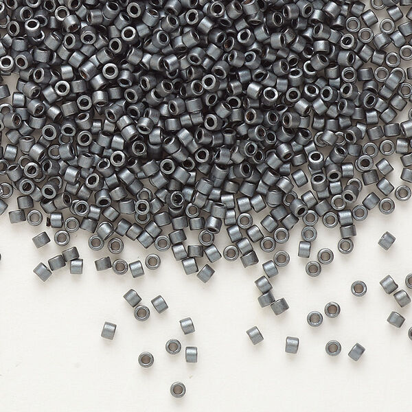 Seed bead, Delica®, glass, pkg/50g, #11 round, opaque matte metallic glazed luster slate (DB-0306). image number 0