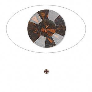 Chaton, glass rhinestone, smoky topaz, foil back, 2.1-2.2mm faceted round, PP15. Sold per pkg of 72.