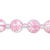 Bead, glass 1pkg8, opaque white and pink, 12mm hand-painted round. image number 0