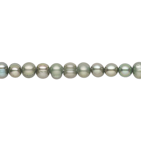 Pearl, cultured freshwater (dyed), pine, 4-5mm semi-round, D grade, Mohs hardness 2-1/2 to 4. Sold per 15-inch strand. image number 0