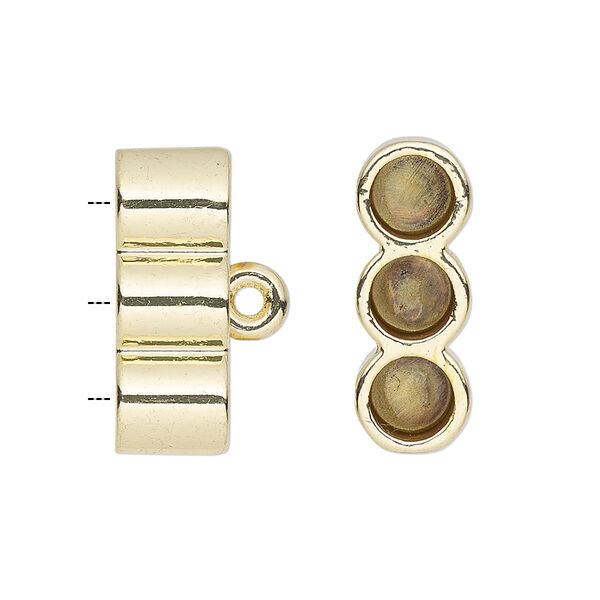 Cord end, glue-in, gold-finished "pewter" (zinc-based alloy), 22x8mm 3-strand barrel, 5.5mm inside diameter. Sold per pkg of 2. image number 0