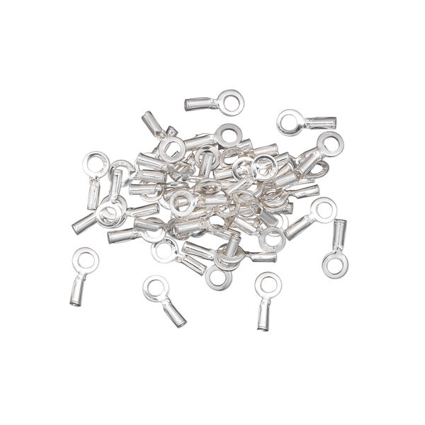 Crimp end 1pkg50 sterling silver, 3x1mm tube / loop / approx 0.4mm inside diameter image number 0