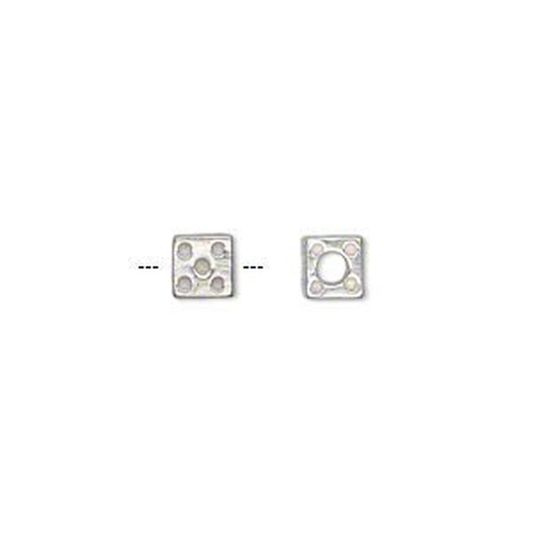 Slide, sterling silver, 5x5mm dice with 2.5mm hole. Sold individually. image number 0