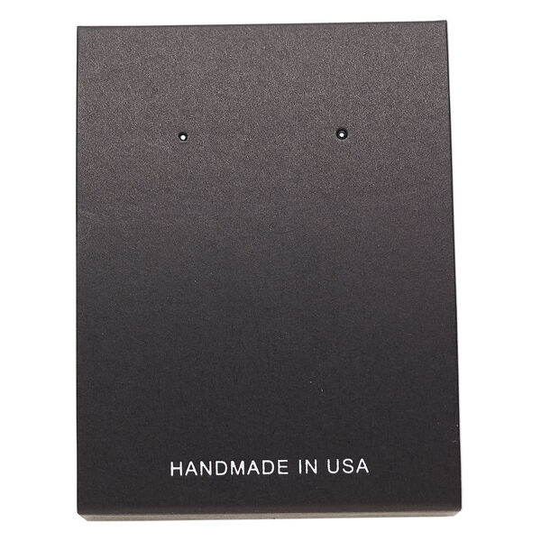 Earring card, adhesive and card stock, black, 3 x 2-1/4 inches with "HANDMADE IN USA." Sold per pkg of 100. image number 0