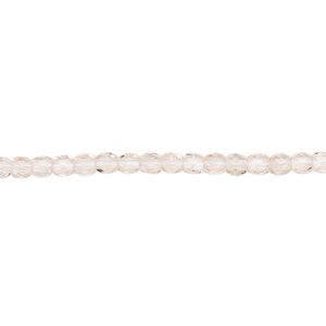 Bead, Czech fire-polished glass, light rose, 3mm faceted round. Sold per pkg of 1,200 (1 mass).