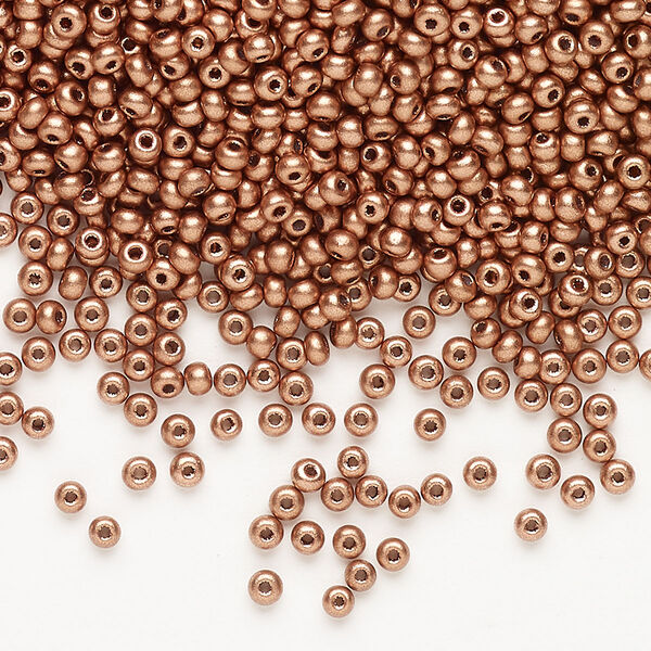 Seed bead, Preciosa Ornela, Czech glass, pkg/500g, opaque metallic soft copper, #10 rocaille. image number 0