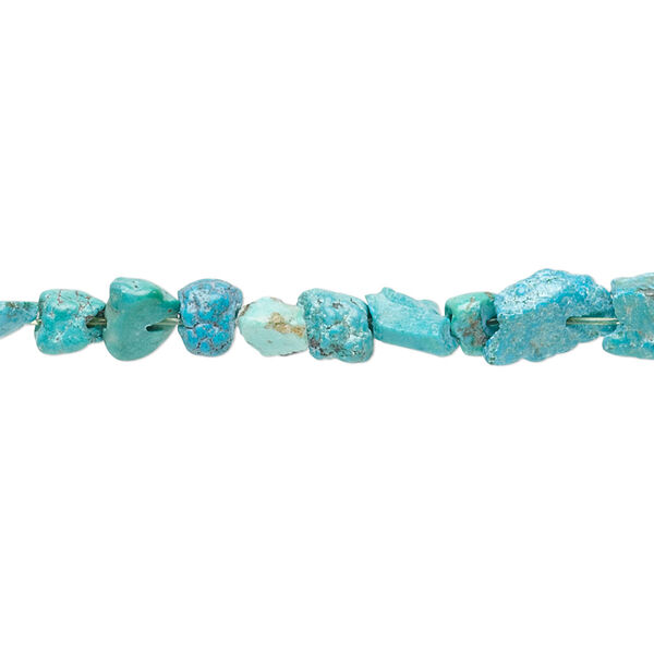Bead, turquoise (dyed / stabilized), blue, mini to small nugget, Mohs hardness 5 to 6. Sold per 15-1/2 to 16-inch strand. image number 0