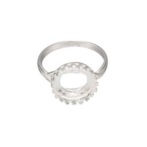 Ring, sterling silver, 13mm round with filigree edge and 12mm round cabochon bezel setting, size 9. Sold individually.