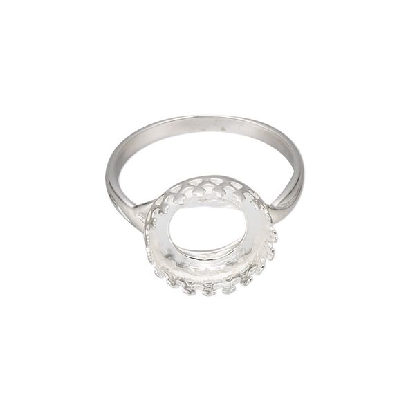Ring, sterling silver, 13mm round with filigree edge and 12mm round cabochon bezel setting, size 9. Sold individually. image number 0