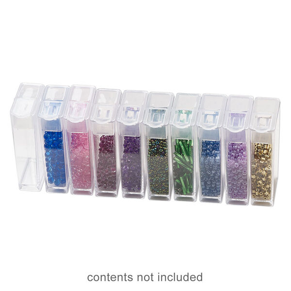 Organizer, acrylic, clear and white, 50x27x13mm rectangle box with snap top. Sold per pkg of 10. image number 0