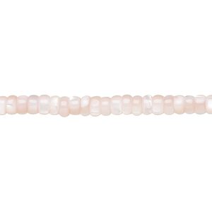 Bead, mother-of-pearl shell (dyed), light pink, 3x2mm heishi, Mohs hardness 3-1/2. Sold per 15-1/2 to 16-inch strand.