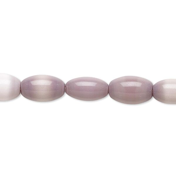 Bead, cat's eye glass (fiber optic glass), lavender, 11x6mm-11x8mm oval. Sold per 15-inch strand. image number 0