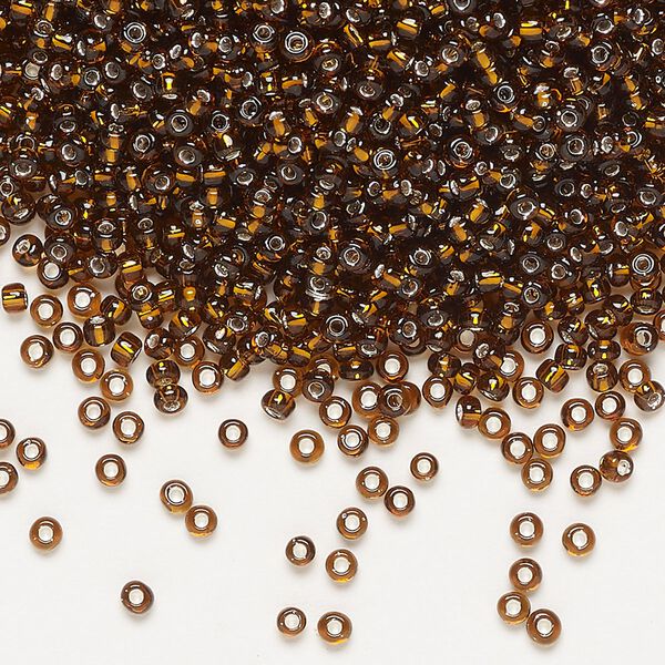 Seed bead, Dyna-Mites™, glass, pkg/40g, #11 round, transparent silver-lined root beer, (54:RR 11/0 RR). image number 0