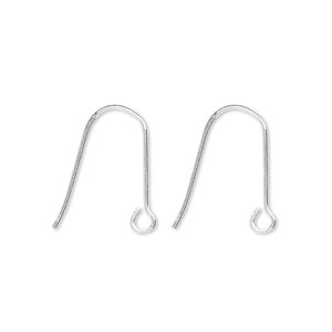 Ear wire fishhook 1pkg10 sterling silver, 16mm / open loop, 21 gauge 5 pair