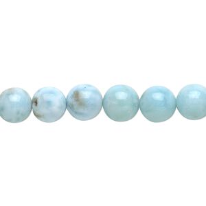Larimar 1pkg1, round bead natural 4 inch 8-9mm