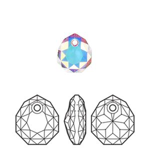 Drop 48pk crystal AB, Swarovski® 11.5x10mm pendant majestic 6436