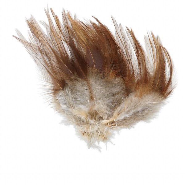 Feather, chicken (natural), 3x1 to 5x1-1/2 inch hackle. Sold per 0.05 ounce pkg, approximately 45 feathers. image number 0