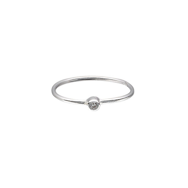 Ring, Create Compliments®, cubic zirconia and sterling silver, clear, 3mm wide, size 7. Sold individually. image number 0