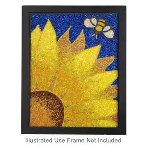 Sabrina Frey Bead Mosaic™ Starter Kit, glass / medium-density fiberboard / glue, pkg/1, multicolored, 8x10 inches with "Sunny Bee" design.