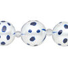 Bead, glass 1pkg8, opaque dark blue and white, 16mm hand-painted round. image number 0