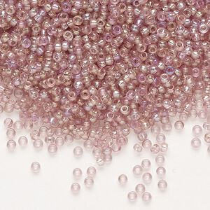 Seed bead, Preciosa Ornela Czech glass, pkg/50g, #11 rocaille, translucent solgel dyed rainbow pearl, (41113).