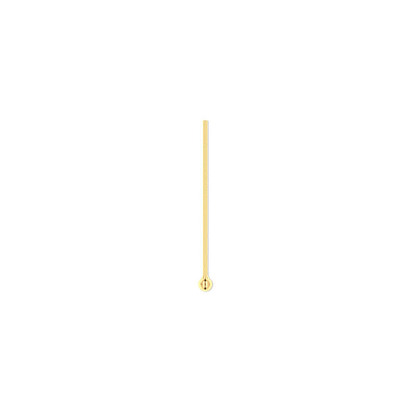 Head pin, gold-plated brass, 3/4 inch with 1.5mm ball, 24 gauge. Sold per pkg of 100. image number 0