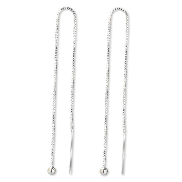 Ear thread 1pkg2 sterling silver, 5 inch box chain / 3mm ball, 1 pair image number 0