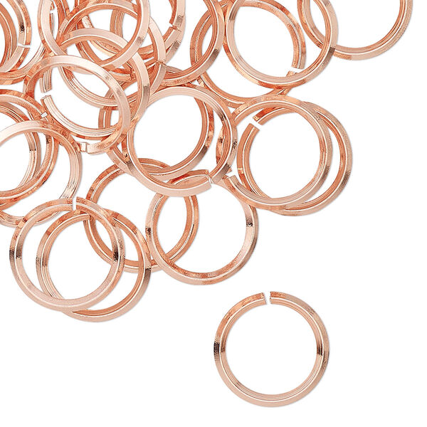 Jump ring, copper, 12mm hand-cut round diamond wire, 9.2mm inside diameter, 16 gauge. Sold per pkg of 50. image number 0
