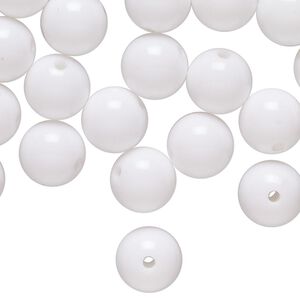 Bead, acrylic, white, 10mm round. Sold per 3-ounce pkg, approximately 160 beads.