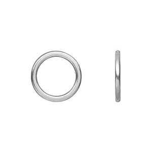 Component, antique silver-plated "pewter" (zinc-based alloy), 15mm round donut. Sold per pkg of 50.