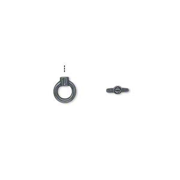 Crimp end, JBB Findings, gunmetal-plated brass, 2.5x2mm tube with 5.5mm loop, 1mm hole. Sold per pkg of 4. image number 0