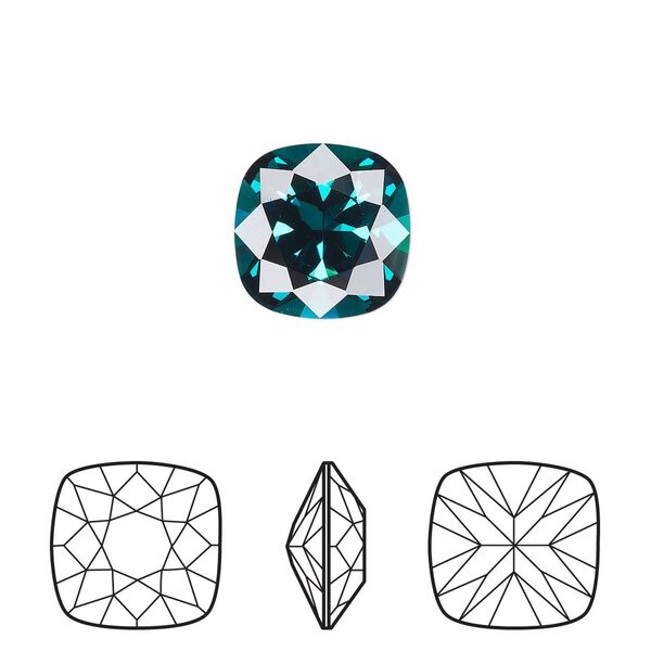 Fancy stone 1pk emerald foil back, Crystal Passions® 12mm cushion 4470 image number 0