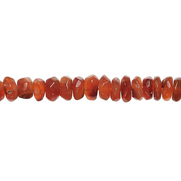 Carnelian 1pkg1, hand-cut tumbled faceted rondelle bead, dark 13 inch 5x2mm-7x4mm image number 0