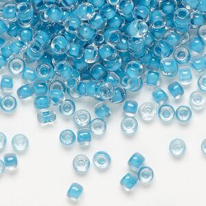 Seed bead, Dyna-Mites™, glass, translucent inside color turquoise blue, #6 round. Sold per 40-gram pkg.
