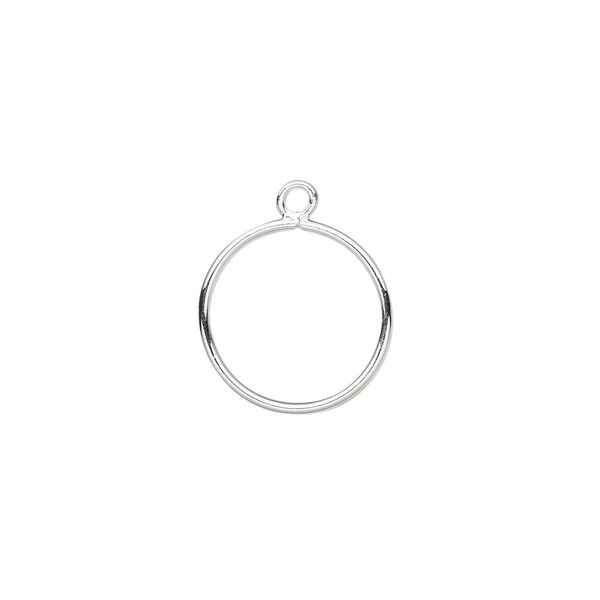 Drop, silver-plated brass, 12mm open round. Sold per pkg of 20. image number 0
