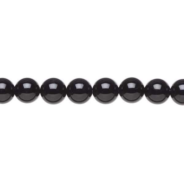 Bead, black onyx (dyed), 6mm round, A- grade, Mohs hardness 6-1/2 to 7. Sold per 15-1/2" to 16" strand. image number 0
