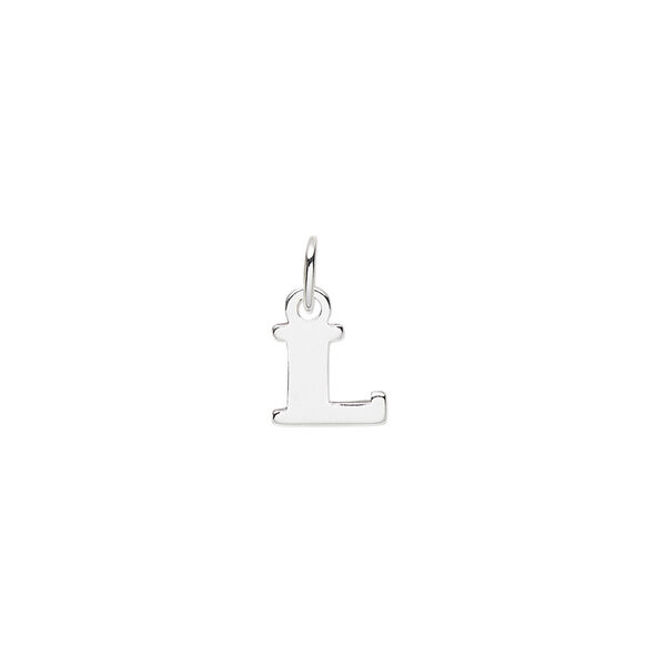 Charm, sterling silver, 8x7mm single-sided block alphabet letter "L." Sold individually. image number 0