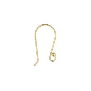 Ear wire fishhook 1pkg2 sterling silver, 18mm diamond-cut / 2mm ball / open loop, 21 gauge "vermeil" 1 pair