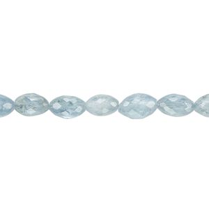 Kyanite 1pkg1, hand-cut faceted oval bead natural, 8 inch 7x5mm