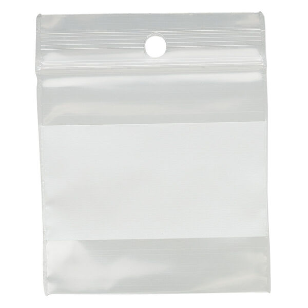 Bag, Tite-Lip™, plastic, clear and white, 2-inch top zip with block and hole. Sold per pkg of 100. image number 1