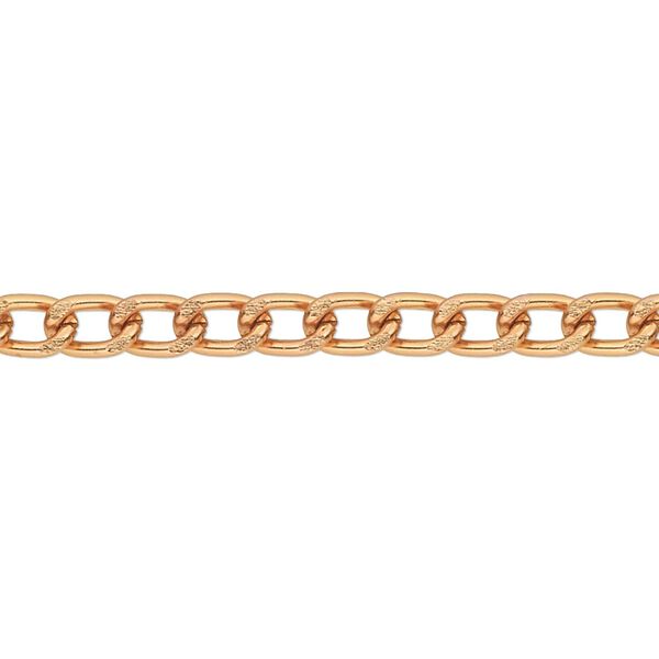 Chain, anodized aluminum, copper, 4mm curb. Sold per pkg of 25 feet. image number 0