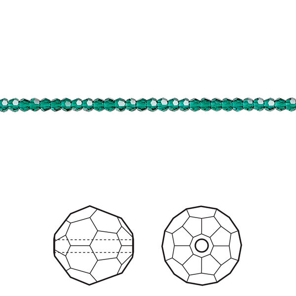 Bead 36pk emerald, Crystal Passions® 2mm round 5000 image number 0