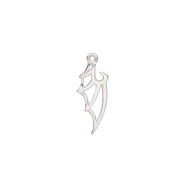 Charm Amoracast® 1pkg1 sterling silver, 18x8mm 2-sided cutout dragon wing image number 0